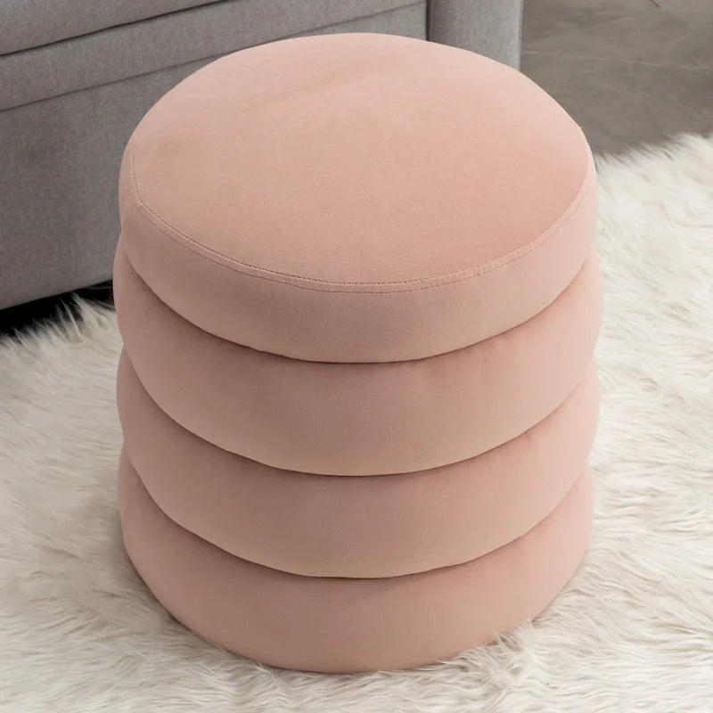 Tabouret repose-pieds ottoman rond en velours doux