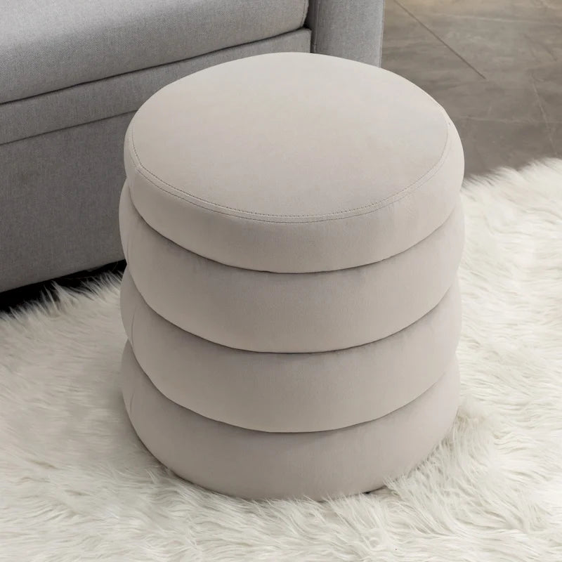 Tabouret repose-pieds ottoman rond en velours doux