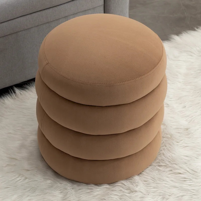 Tabouret repose-pieds ottoman rond en velours doux