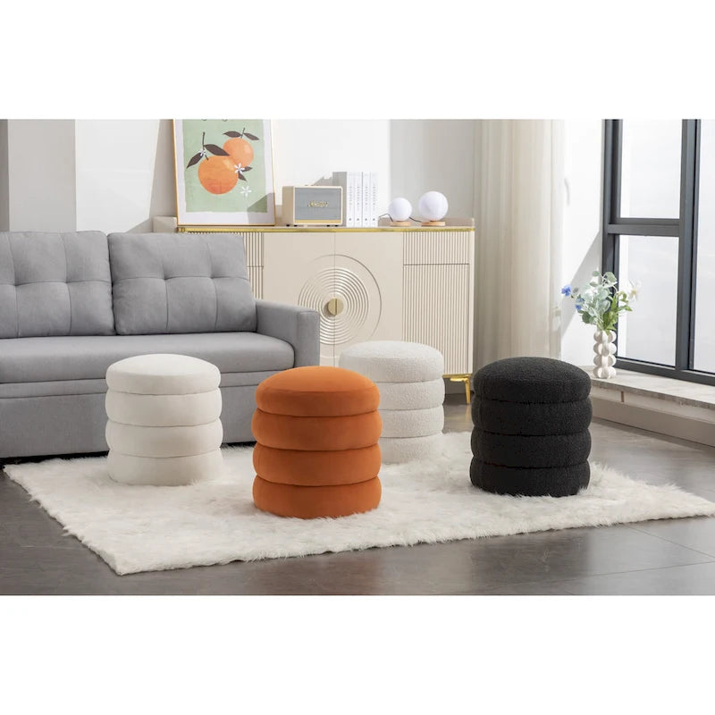 Tabouret repose-pieds ottoman rond en velours doux