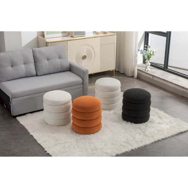 Tabouret repose-pieds ottoman rond en velours doux