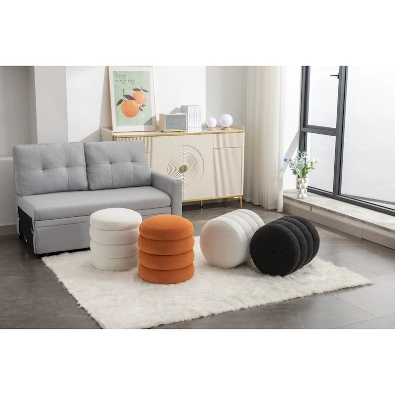Tabouret repose-pieds ottoman rond en velours doux