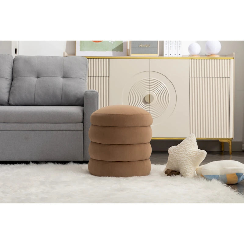 Tabouret repose-pieds ottoman rond en velours doux