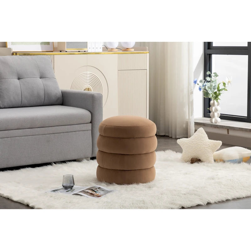 Tabouret repose-pieds ottoman rond en velours doux