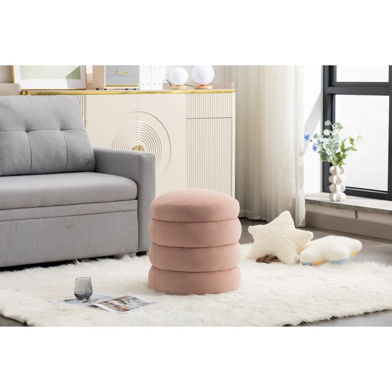 Tabouret repose-pieds ottoman rond en velours doux