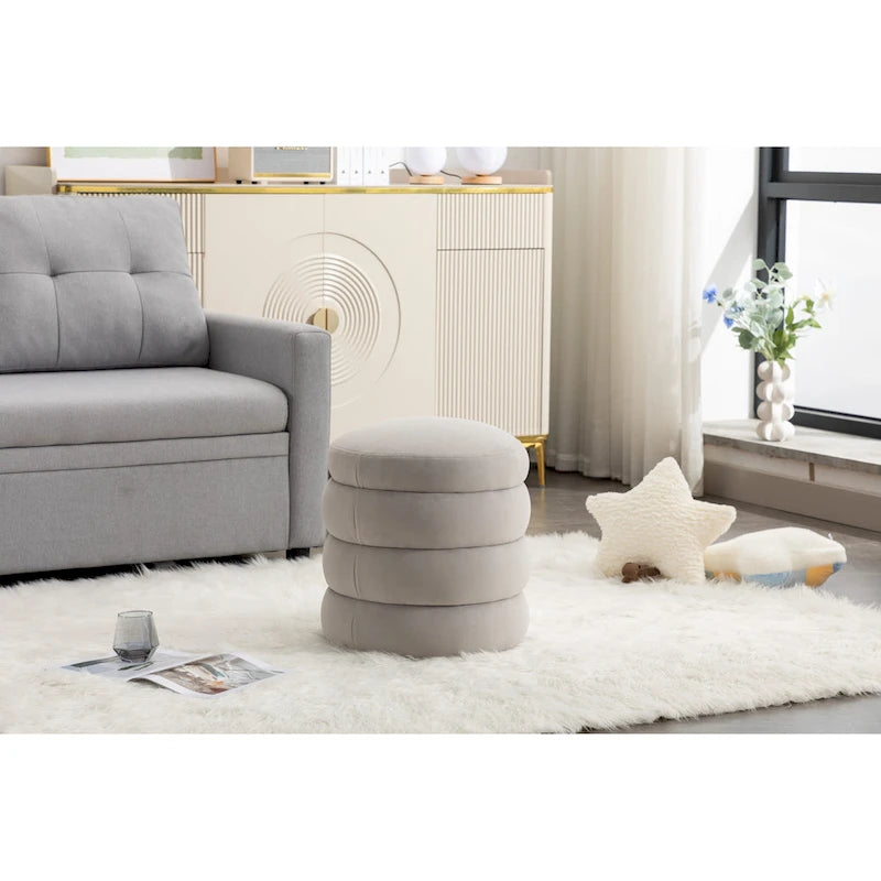Tabouret repose-pieds ottoman rond en velours doux