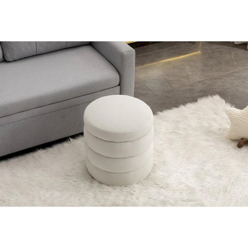 Tabouret repose-pieds ottoman rond en velours doux