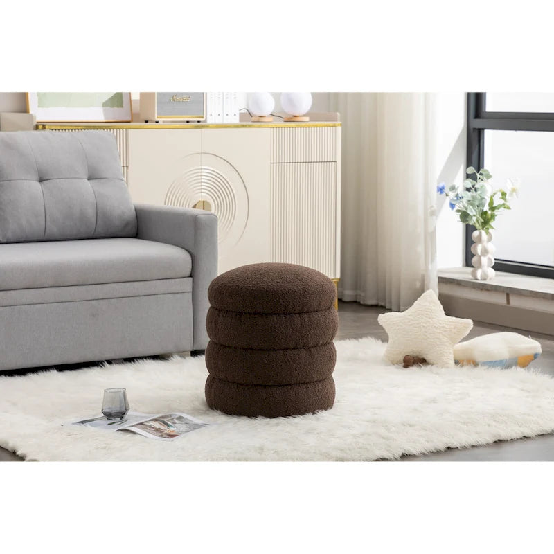 Tabouret repose-pieds ottoman rond en velours doux