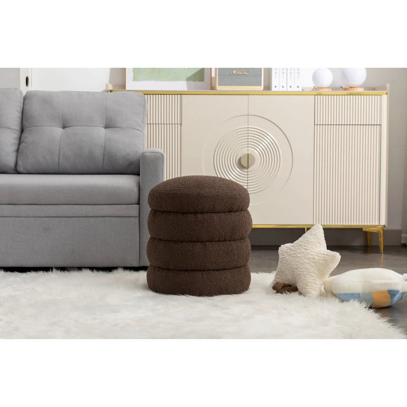 Tabouret repose-pieds ottoman rond en velours doux