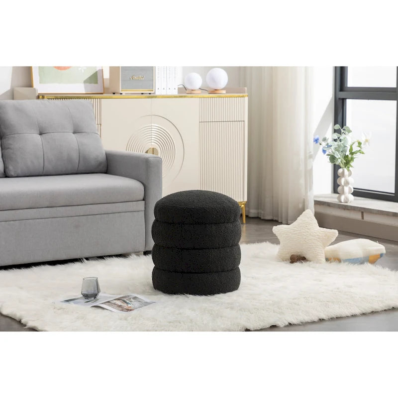 Tabouret repose-pieds ottoman rond en velours doux
