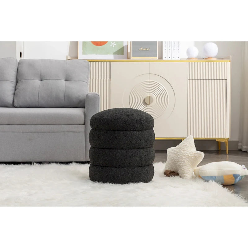 Tabouret repose-pieds ottoman rond en velours doux
