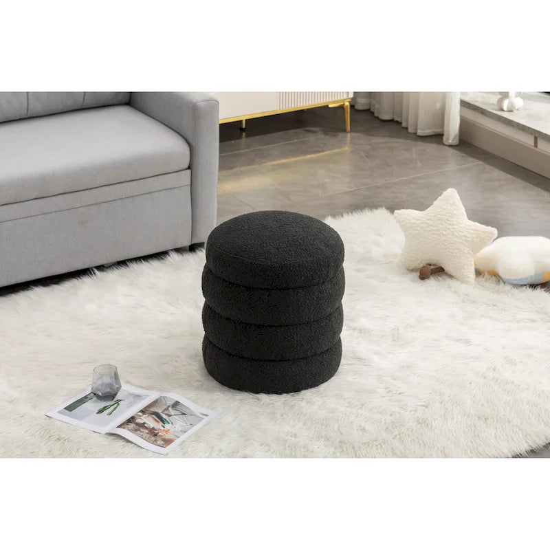 Tabouret repose-pieds ottoman rond en velours doux