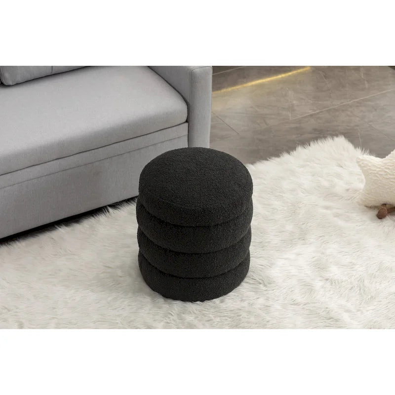 Tabouret repose-pieds ottoman rond en velours doux