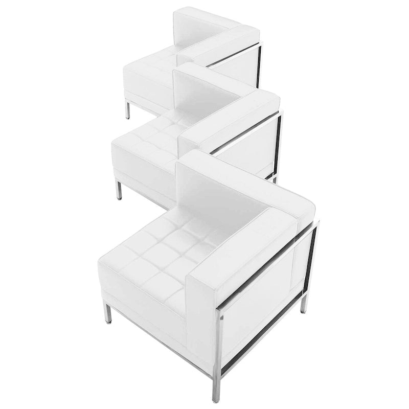Ensemble de canapé d'angle modulable 3 places en cuir souple avec dossier et assise tendus