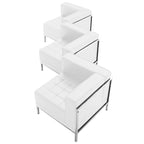 LeatherSoft 3 Piece Modular Corner Chair Set with Taut Back and Seat