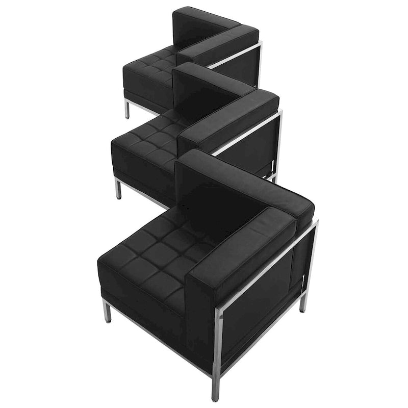 Ensemble de canapé d'angle modulable 3 places en cuir souple avec dossier et assise tendus