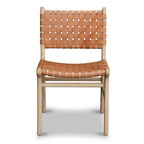 Chaise de salle à manger Banda en teck et cuir – Structure en bois de teck massif