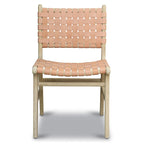 Chaise de salle à manger Banda en teck et cuir – Structure en bois de teck massif