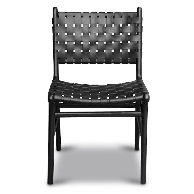 Chaise de salle à manger Banda en teck et cuir – Structure en bois de teck massif