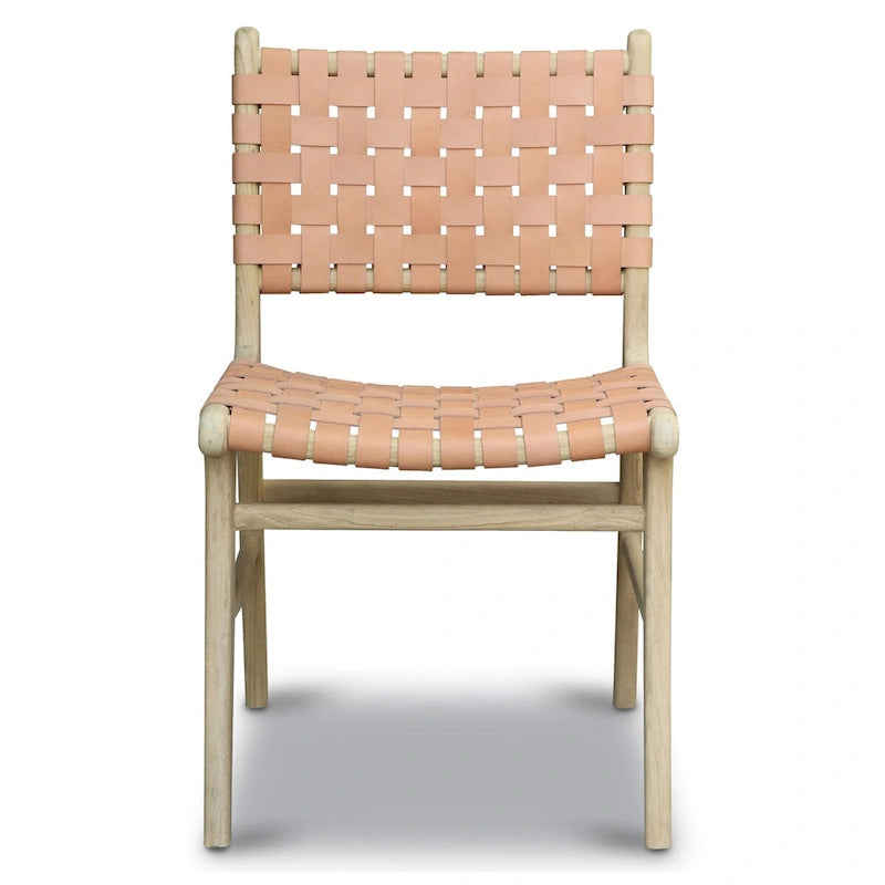 Chaise de salle à manger Banda en teck et cuir – Structure en bois de teck massif
