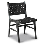 Chaise de salle à manger Banda en teck et cuir – Structure en bois de teck massif