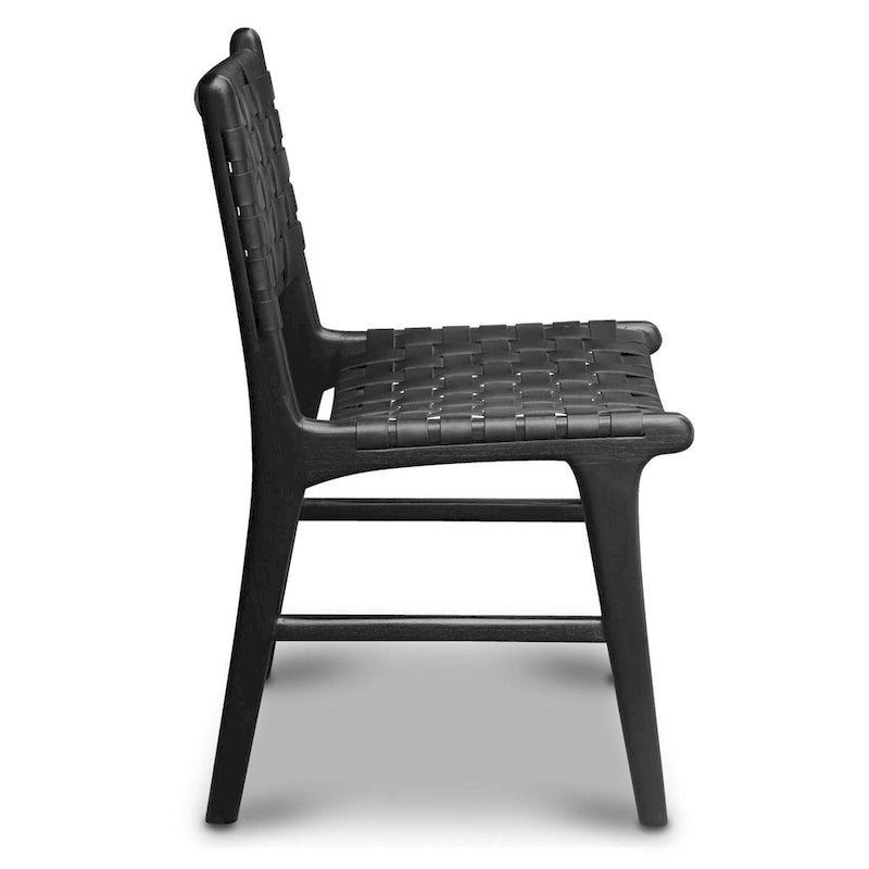 Chaise de salle à manger Banda en teck et cuir – Structure en bois de teck massif