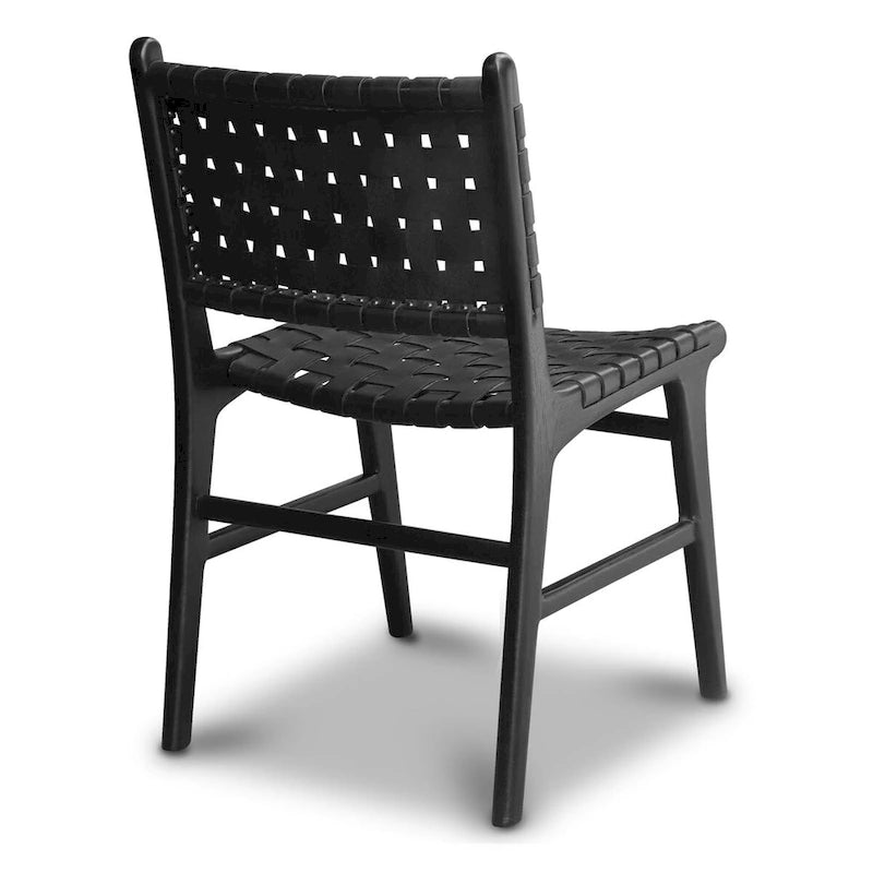 Chaise de salle à manger Banda en teck et cuir – Structure en bois de teck massif