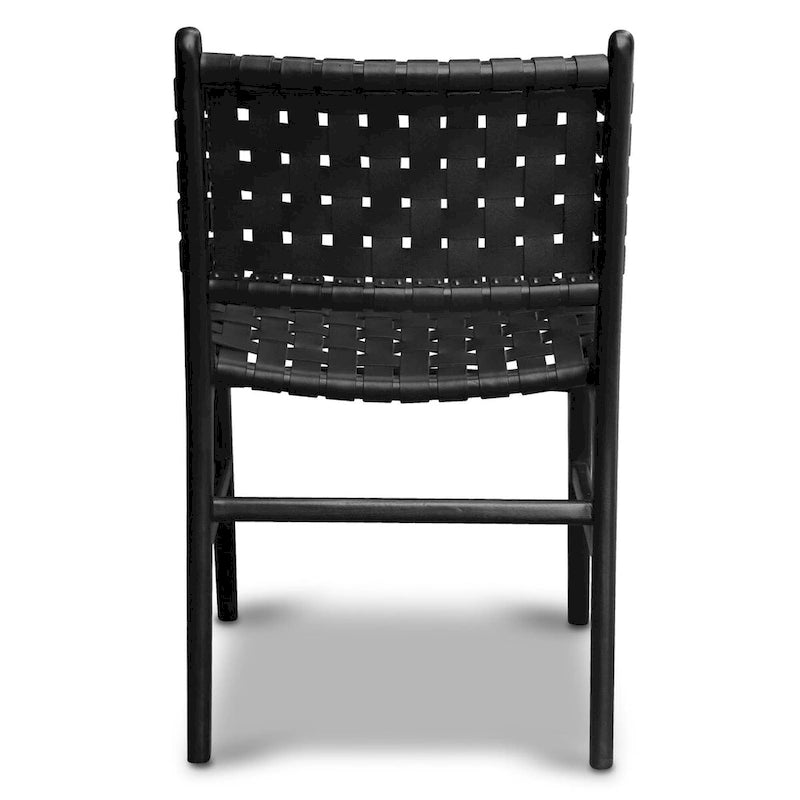 Chaise de salle à manger Banda en teck et cuir – Structure en bois de teck massif