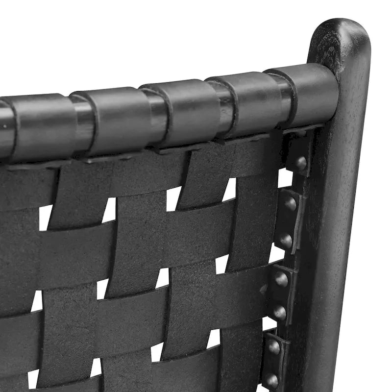 Chaise de salle à manger Banda en teck et cuir – Structure en bois de teck massif