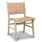 Chaise de salle à manger Banda en teck et cuir – Structure en bois de teck massif