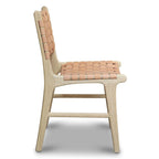 Chaise de salle à manger Banda en teck et cuir – Structure en bois de teck massif