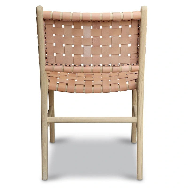 Chaise de salle à manger Banda en teck et cuir – Structure en bois de teck massif