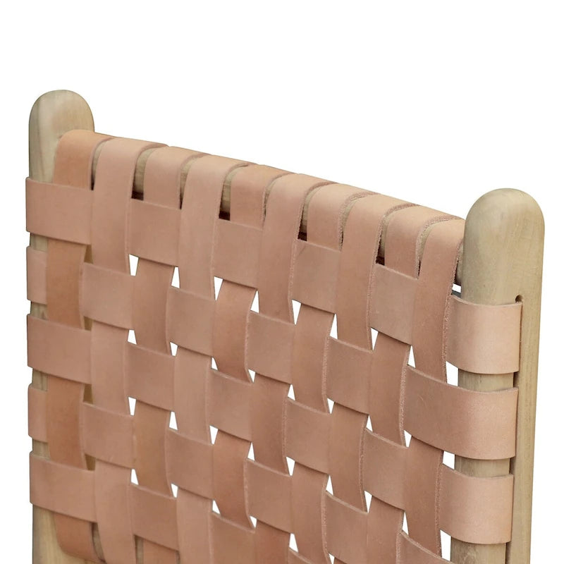 Chaise de salle à manger Banda en teck et cuir – Structure en bois de teck massif