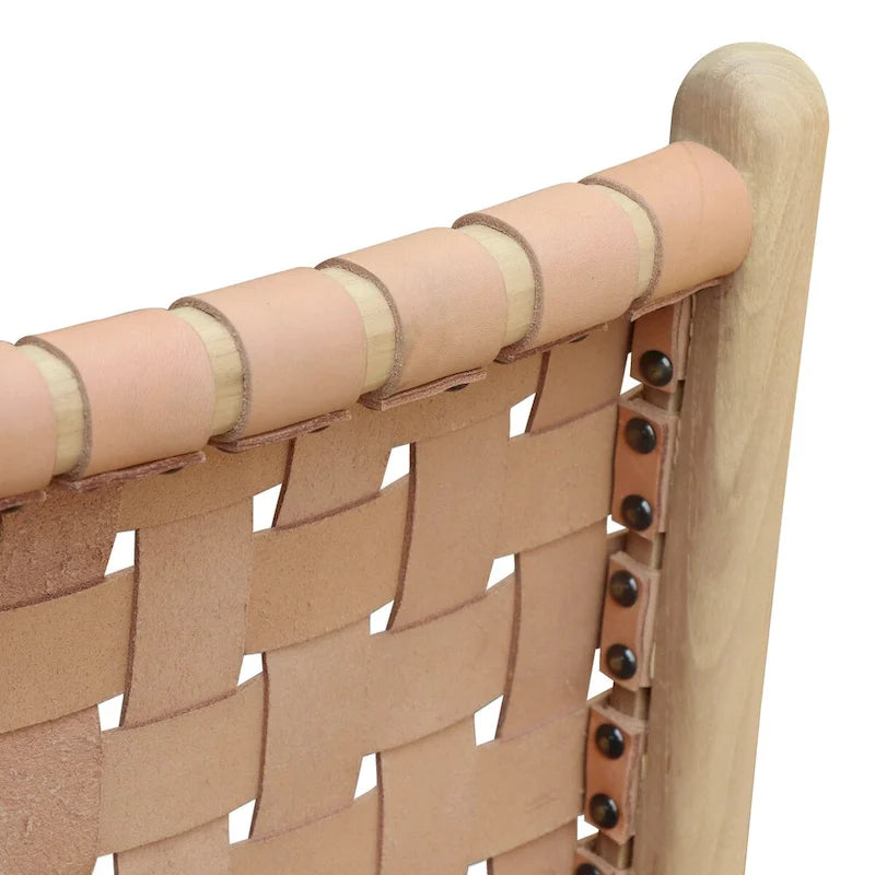 Chaise de salle à manger Banda en teck et cuir – Structure en bois de teck massif