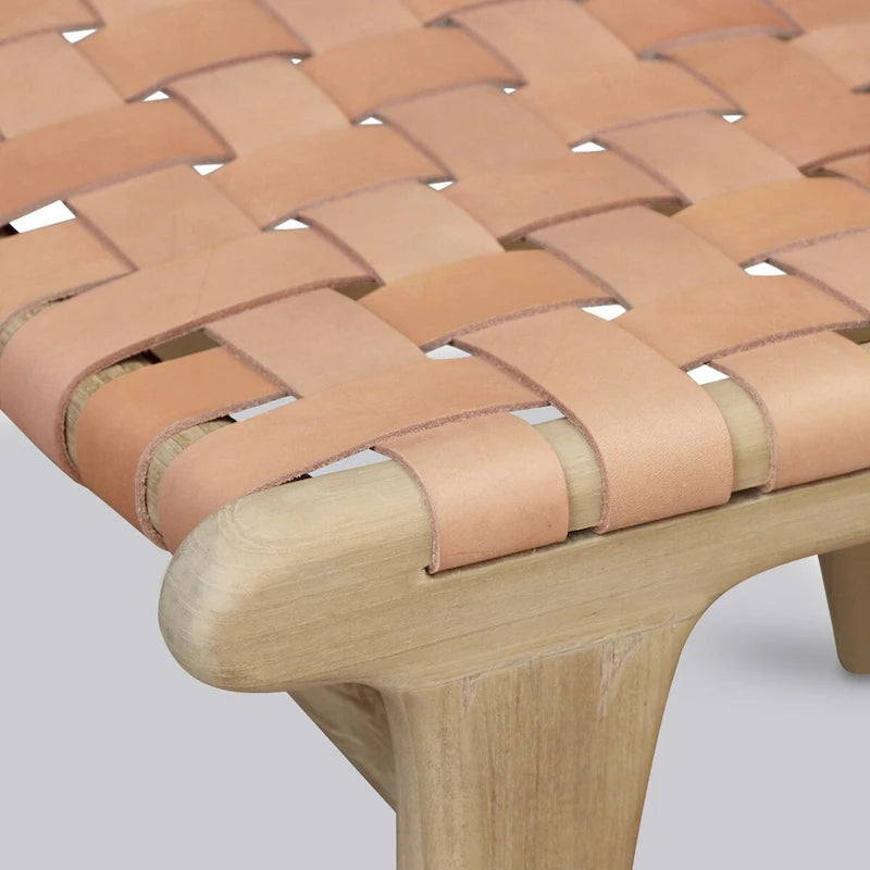 Chaise de salle à manger Banda en teck et cuir – Structure en bois de teck massif
