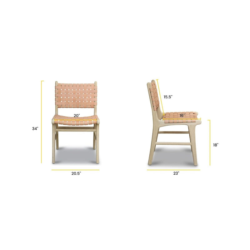 Chaise de salle à manger Banda en teck et cuir – Structure en bois de teck massif