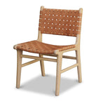 Chaise de salle à manger Banda en teck et cuir – Structure en bois de teck massif