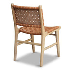 Chaise de salle à manger Banda en teck et cuir – Structure en bois de teck massif