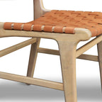 Chaise de salle à manger Banda en teck et cuir – Structure en bois de teck massif