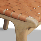 Chaise de salle à manger Banda en teck et cuir – Structure en bois de teck massif