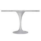 Table à manger ronde Verve 48 avec plateau en pierre et base en acier blanc pour cuisine et salle à manger