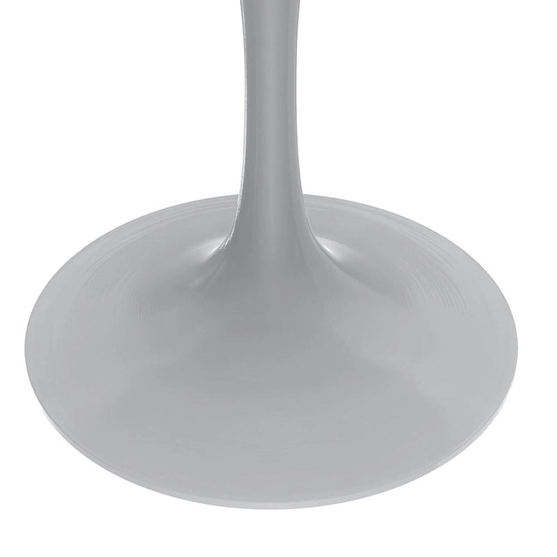 Table à manger ronde Verve 48 avec plateau en pierre et base en acier blanc pour cuisine et salle à manger