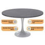 Table à manger ronde Verve 48 avec plateau en pierre et base en acier blanc pour cuisine et salle à manger