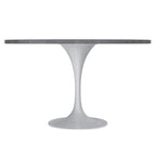 Table à manger ronde Verve 48 avec plateau en pierre et base en acier blanc pour cuisine et salle à manger
