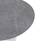 Table à manger ronde Verve 48 avec plateau en pierre et base en acier blanc pour cuisine et salle à manger