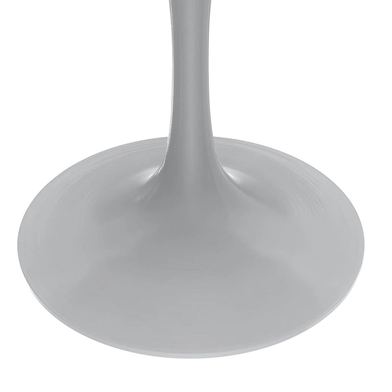 Table à manger ronde Verve 48 avec plateau en pierre et base en acier blanc pour cuisine et salle à manger