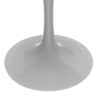 Table à manger ronde Verve 48 avec plateau en pierre et base en acier blanc pour cuisine et salle à manger
