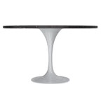Table à manger ronde Verve 48 avec plateau en pierre et base en acier blanc pour cuisine et salle à manger