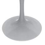 Table à manger ronde Verve 48 avec plateau en pierre et base en acier blanc pour cuisine et salle à manger