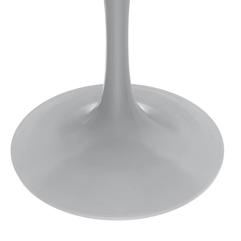 Table à manger ronde Verve 48 avec plateau en pierre et base en acier blanc pour cuisine et salle à manger